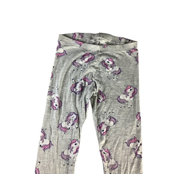 H&M Girls Unicorn Print Leggings Size US 6-8Y Grey Comfy Stretchy Casual Wear - Picture 7 of 10